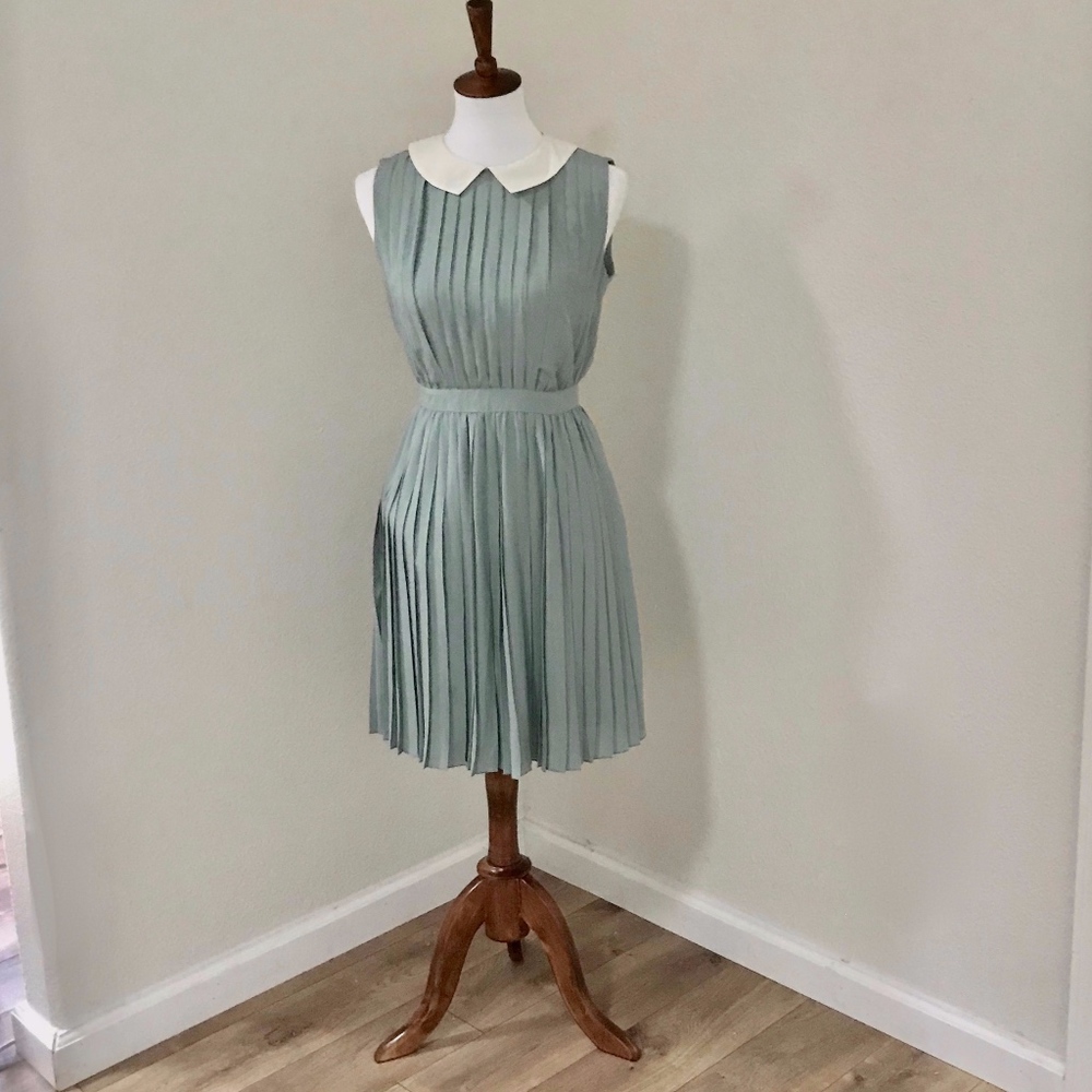 Romantic Retro Mint&Berry Sage Green Dress